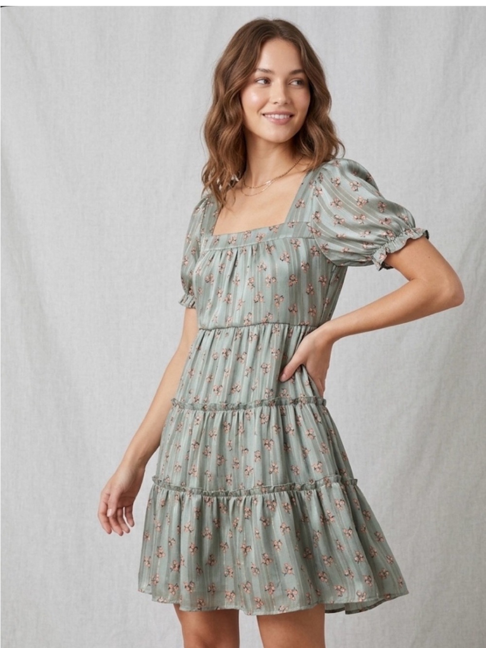 Trixxi by Francesca Mini Swing Dress - Sage green